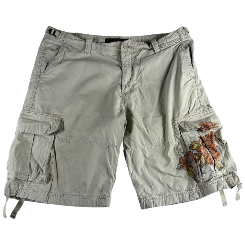 Old Navy Surplus Company Authentic Cargo Shorts Mens 38 Beige‎ Floral Cotton